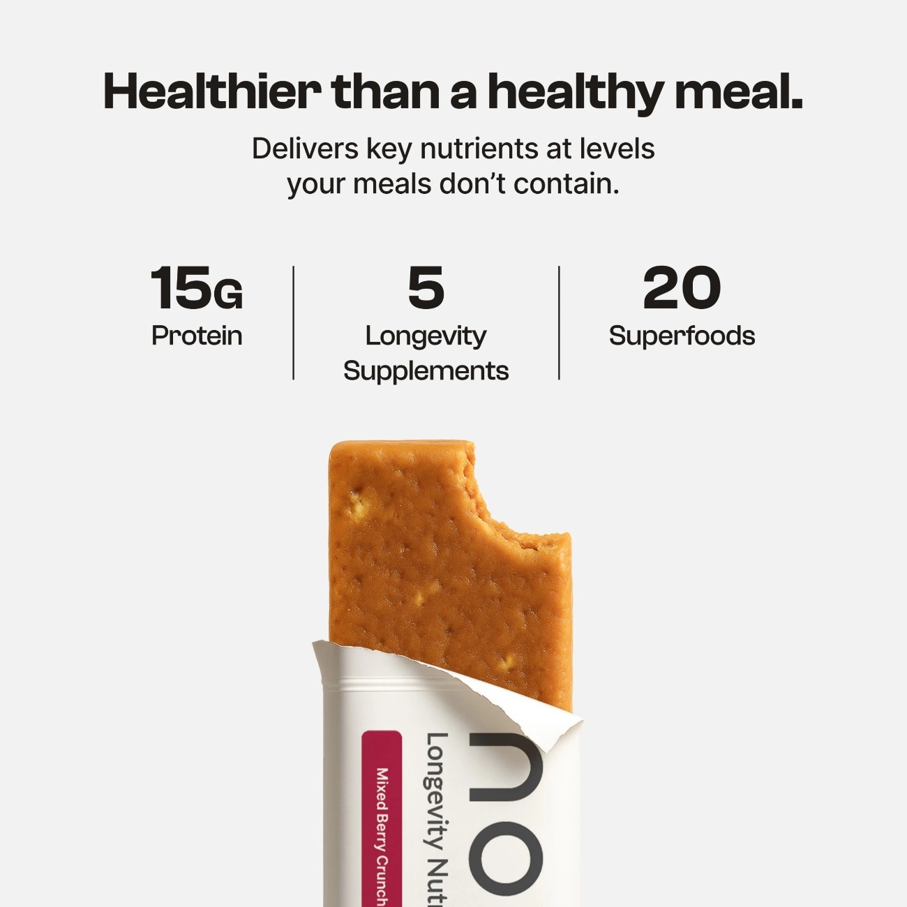 NOVOS Bar with protein, fiber, longevity ingredients and whole-food ingredients